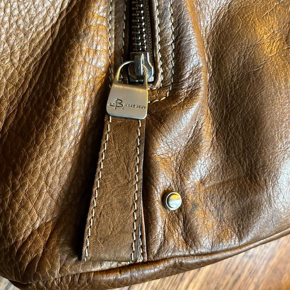 B. MAKOWSY satchel bag studded brown leather - Picture 5 of 16